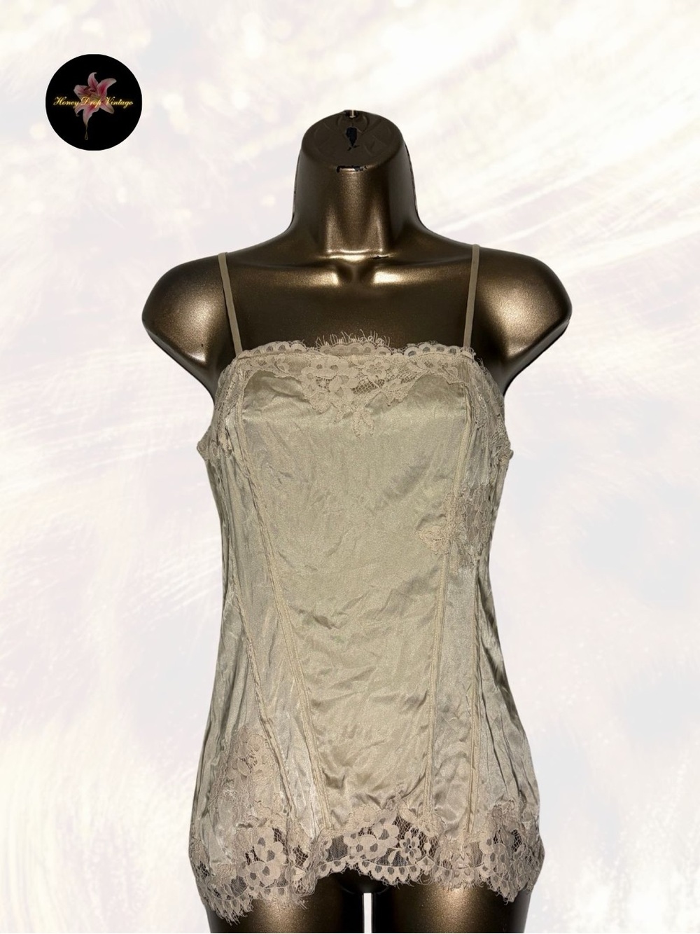 White House Black Market Champagne Lace Corset Style Cami